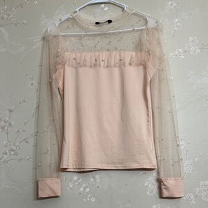 Sheer Pearl-Embellished Blouse